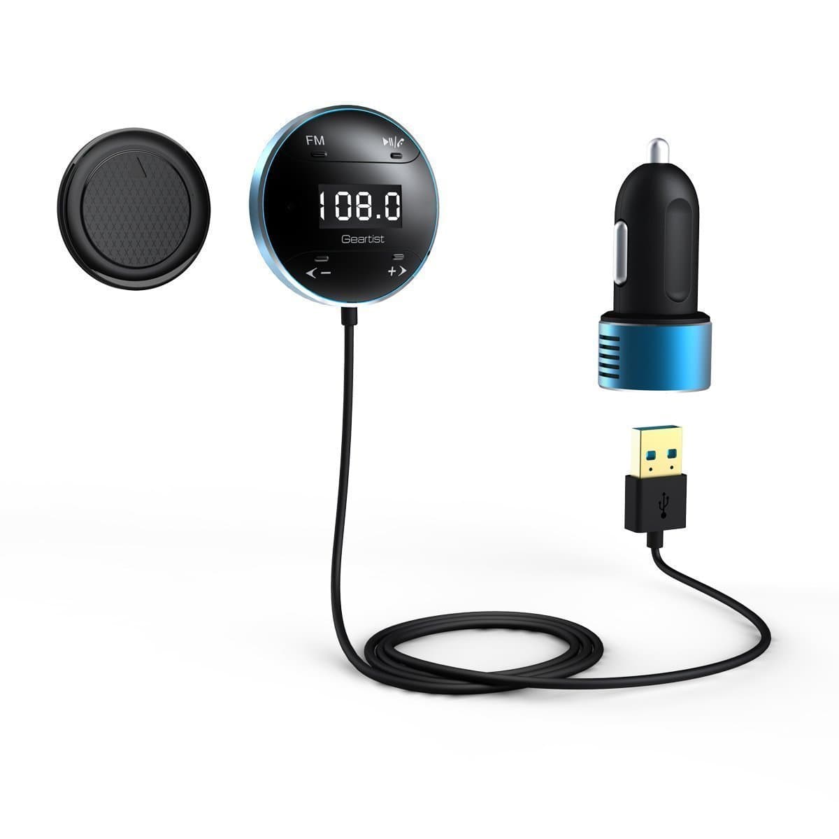 Rii GB01 Blue Wireless Bluetooth Car Kit FM Transmitter With LCD Screen and Hands-Free Calling