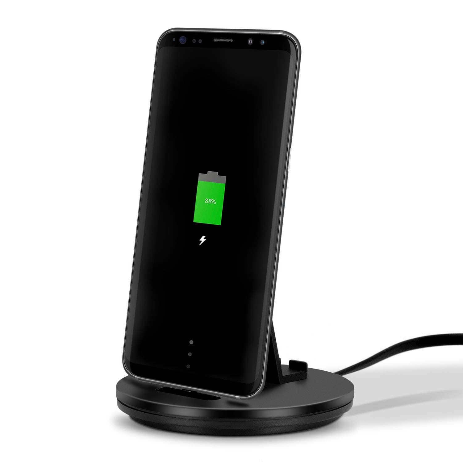 daite Type-C Port Charge and Sync Docking Station with 2.9ft Built-in Reversible USB Cable & Anti-slip Phone Stand Holder Cradle (Black)