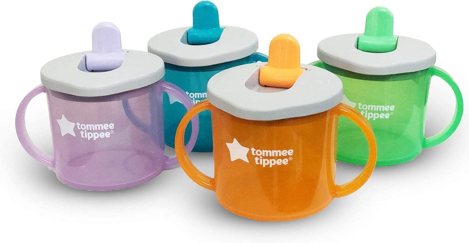First Cup Sippy Cup for Babies with Flip-Up Free-Flow Spout and Easy Gip Handles, 4m+, 190ml, 4 Pack