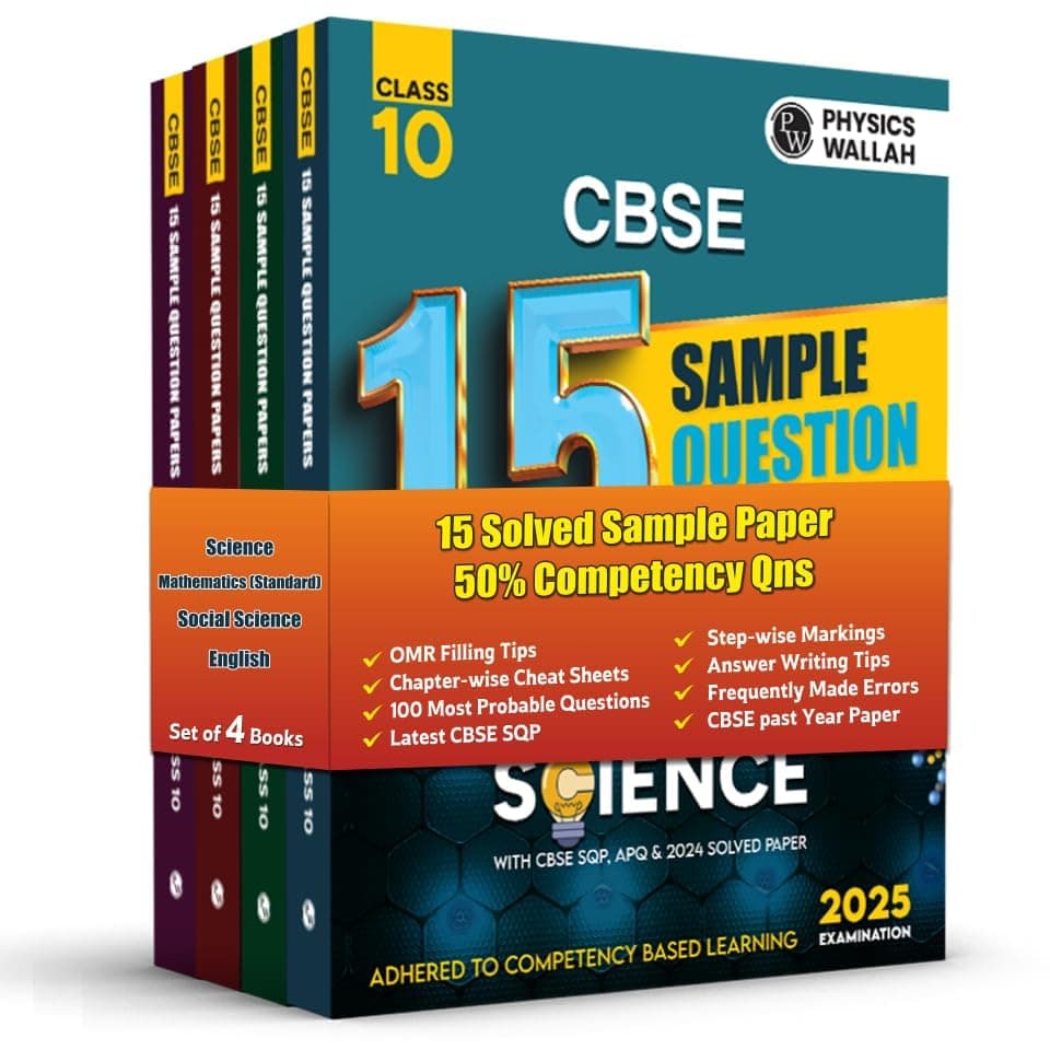 PW CBSE | Class 10 | 15 New Pattern Sample Paper Science, Maths (Std), English & Social Science Combo Set of 4 Books for 2025 Board Exam | 50% Competency Based Questions [Paperback] PW (PW )