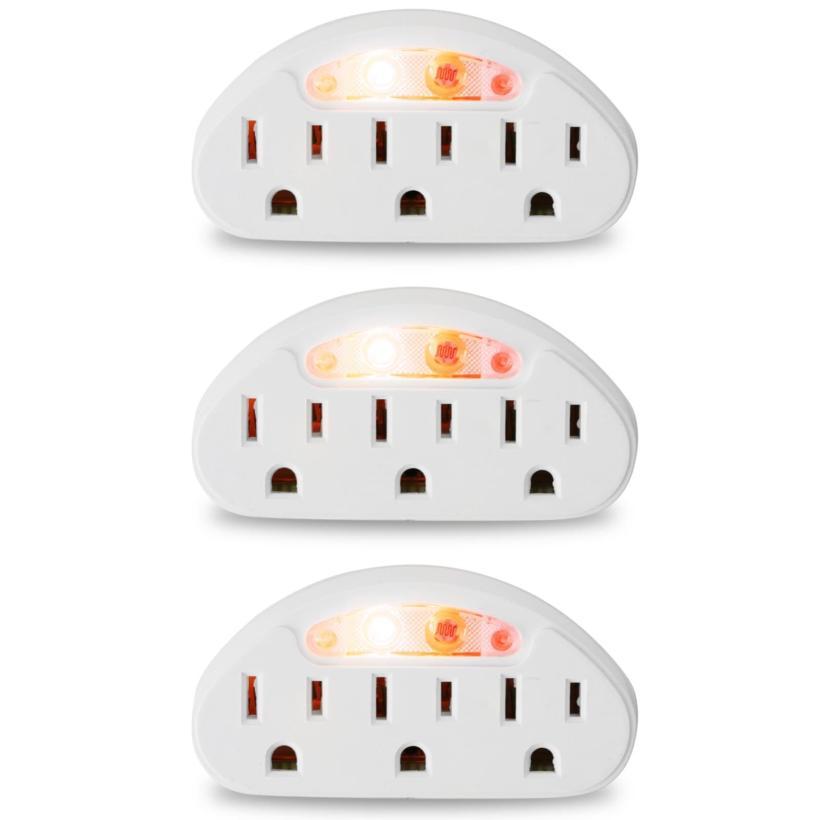 3 Outlets Current Tap With Sensor Night Light