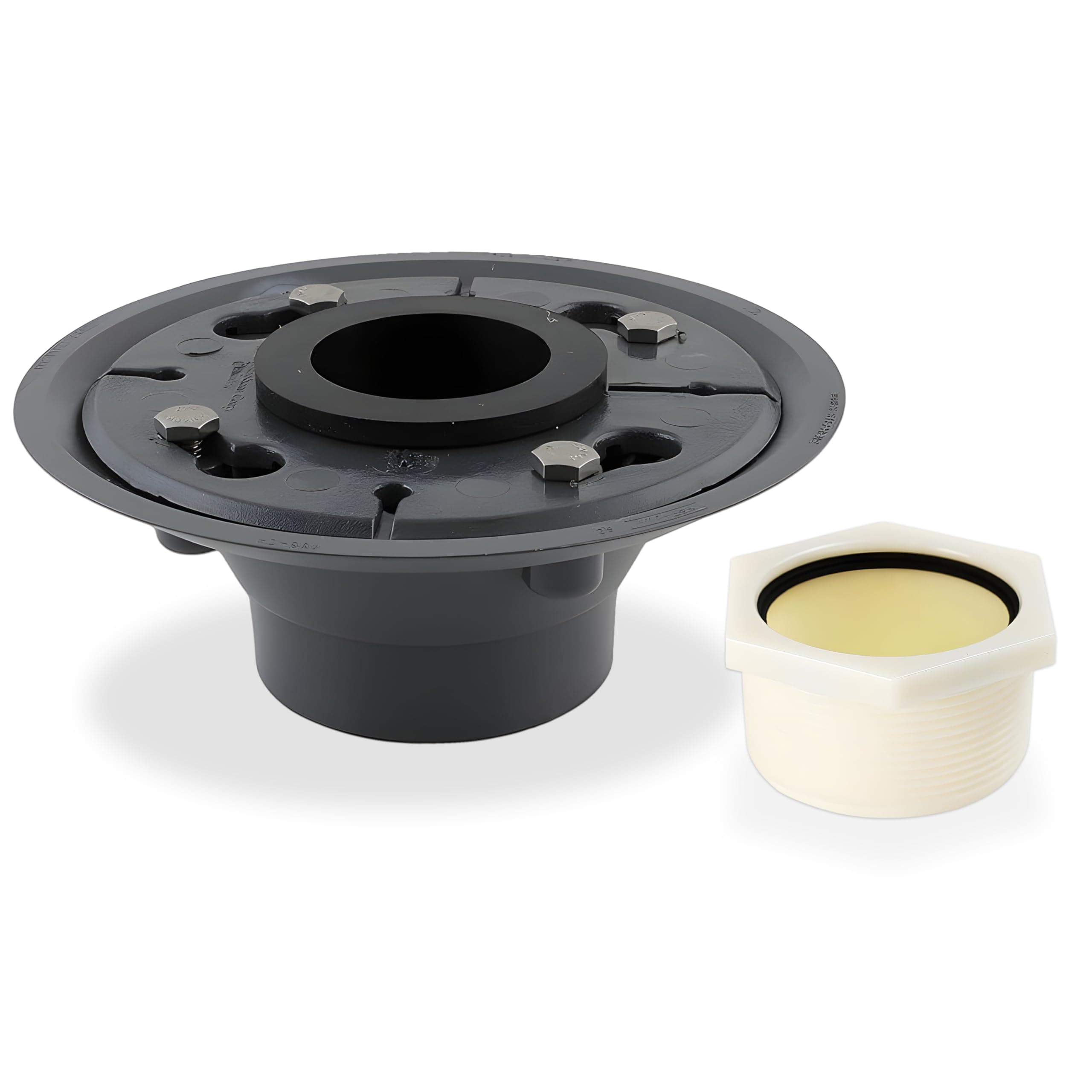 AQVA PVC Shower Drain Base Kit. Includes 2 Inch PVC Shower Flanged Drain Base, Threaded Adjustable Adaptor and Rubber Coupler Gasket Seal for Linear Shower Drain Installation