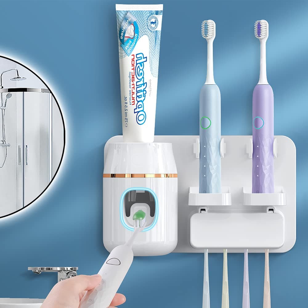 Toothpaste Dispenser, Automatic Toothpaste Dispenser, Space-Saving Toothbrush...