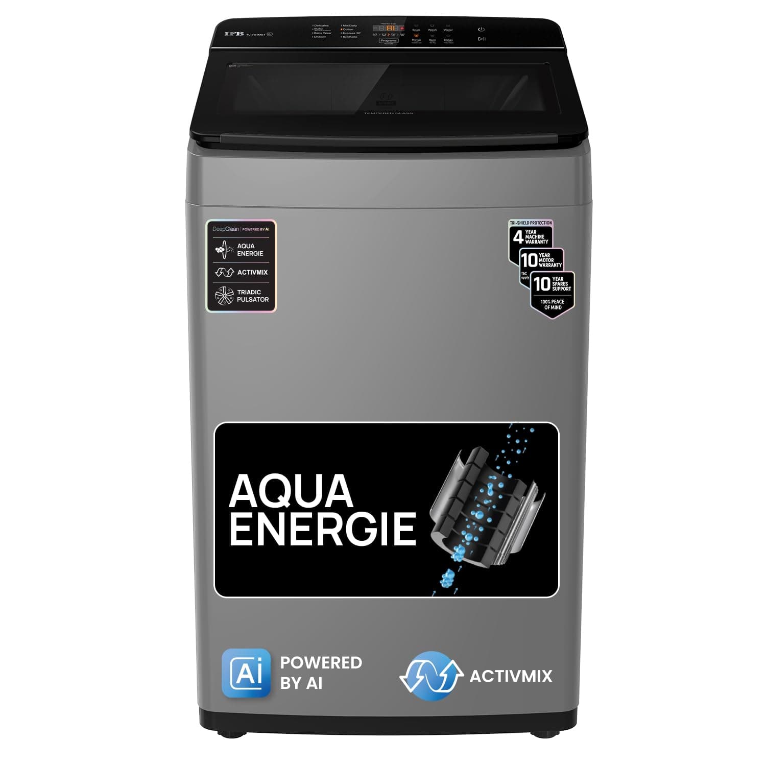 7 Kg 5 Star with Deep Clean® Technology, AI Powered, Fully Automatic Top Load Washing Machine (TL701MG1, ActivMix, Aqua Energie, Med Grey)