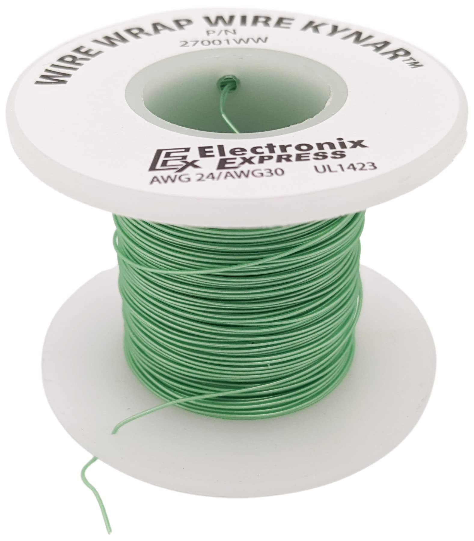 100 Feet Green 30 Gauge Solid Kynar Wire Wrap, PVDF Insulated Tinned Copper by EX ELECTRONIX EXPRESS