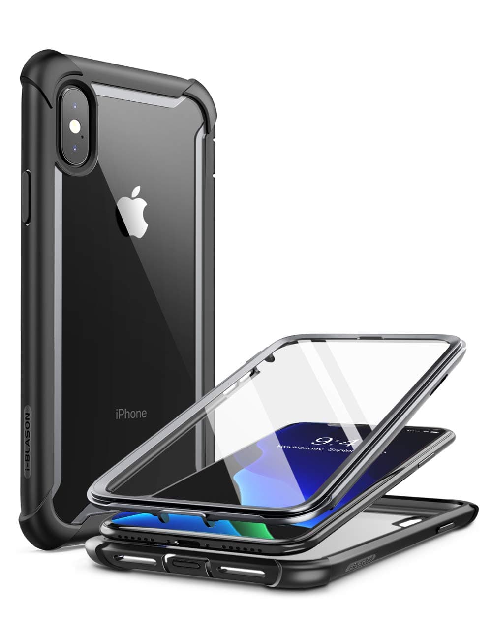 Ares Full Body Rugged Clear Bumper Case for 6.5-Inch iPhone XS Max (2018), Black