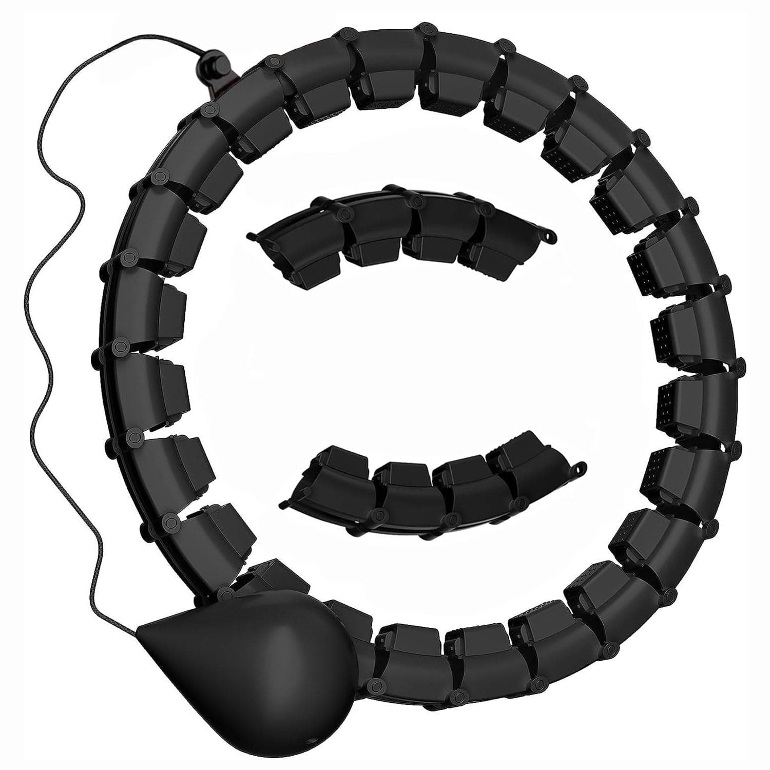 Funito 165cm 32 Knots Plus Size Quiet Weighted Hula Infinity Fitness Detachable Hoops, Smart Noiseless Hula for Women, 2 in 1 Waist and Abdominal Workout Equipment at Home