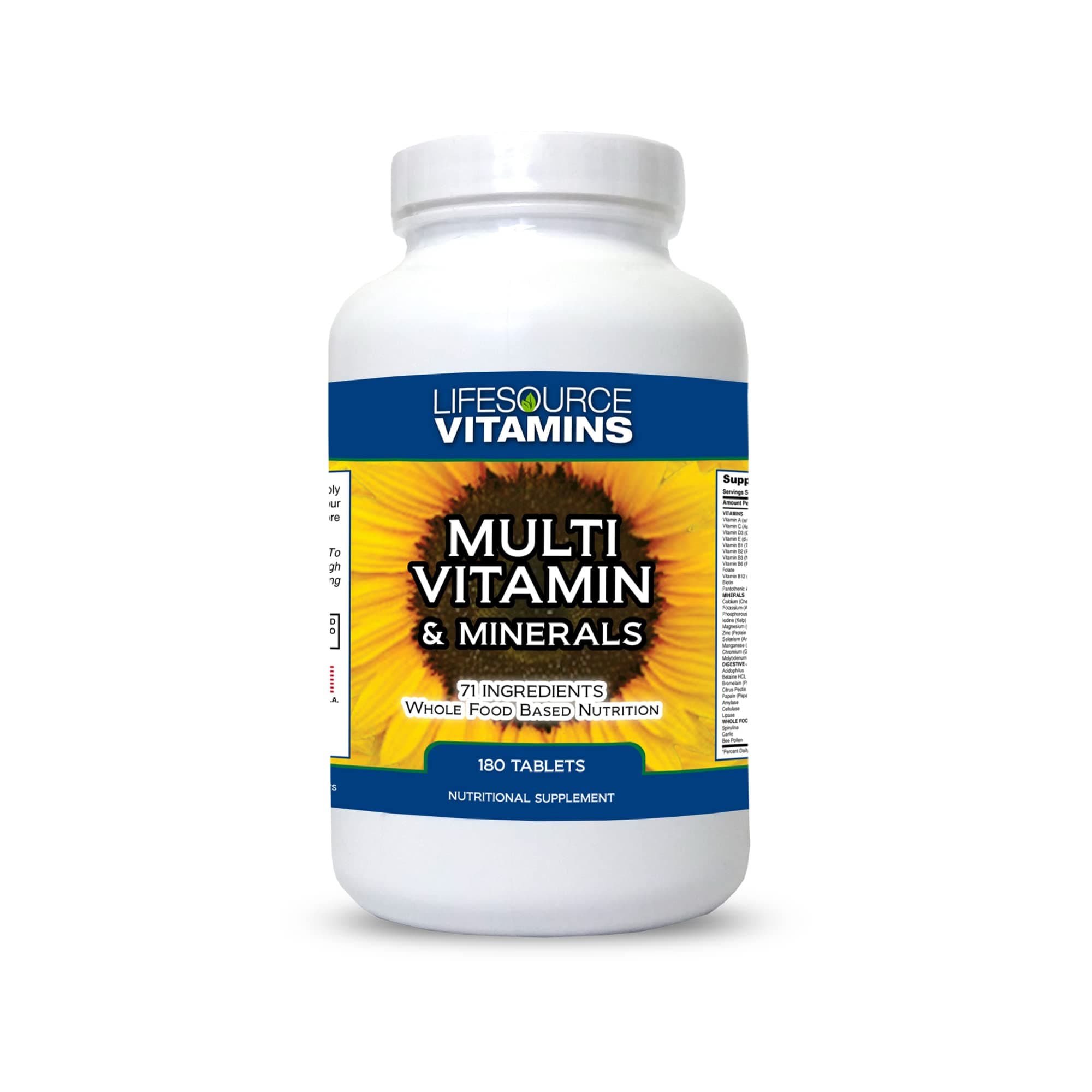 LifeSource Complete Multi Vitamin & Minerals (180 Tablets) Includes 71 Whole Food Ingredients
