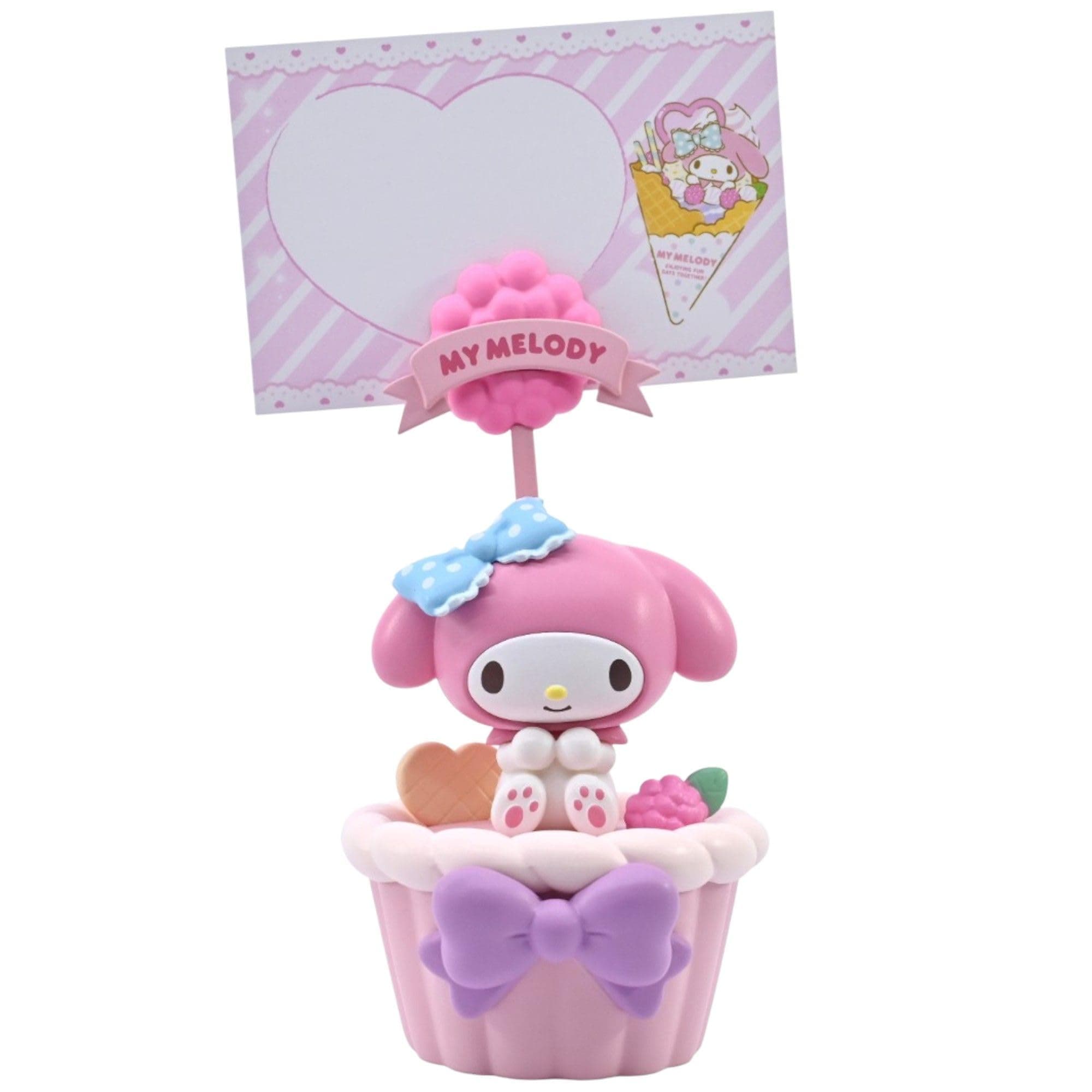 Hello Kitty Memo Stand Party Time My Melody Functional Accessory, Designed to Hold Notes/Reminders/Images, Desk or Workspace Display Toy, Party Themed Figures, For Fans All Ages