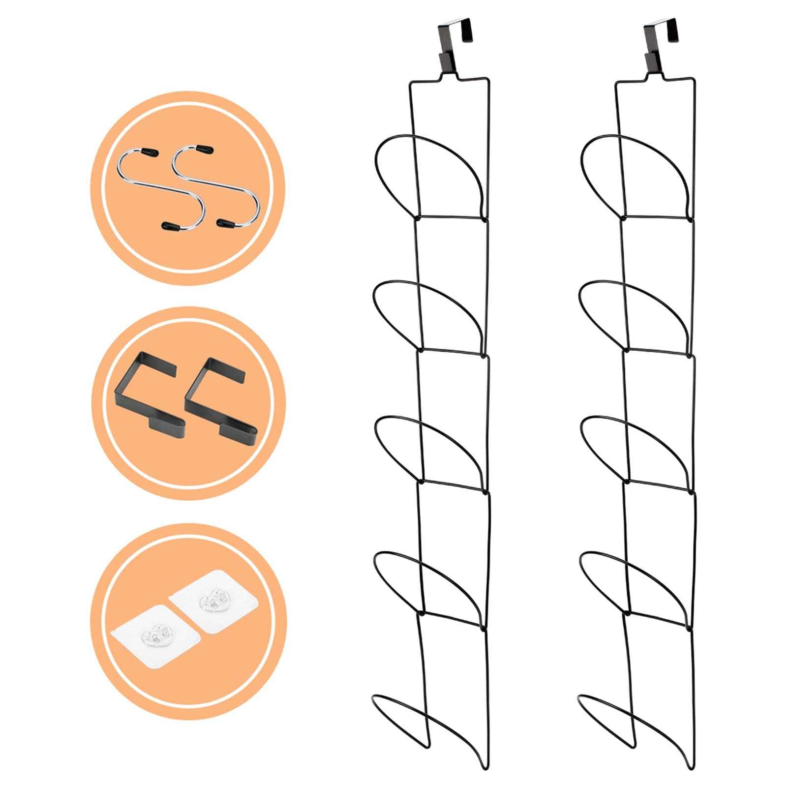 Livememory Hanging Hat Rack, Baseball Caps Hat Racks for Door, Wall, Closet, Bathroom, 10pcs (Black)