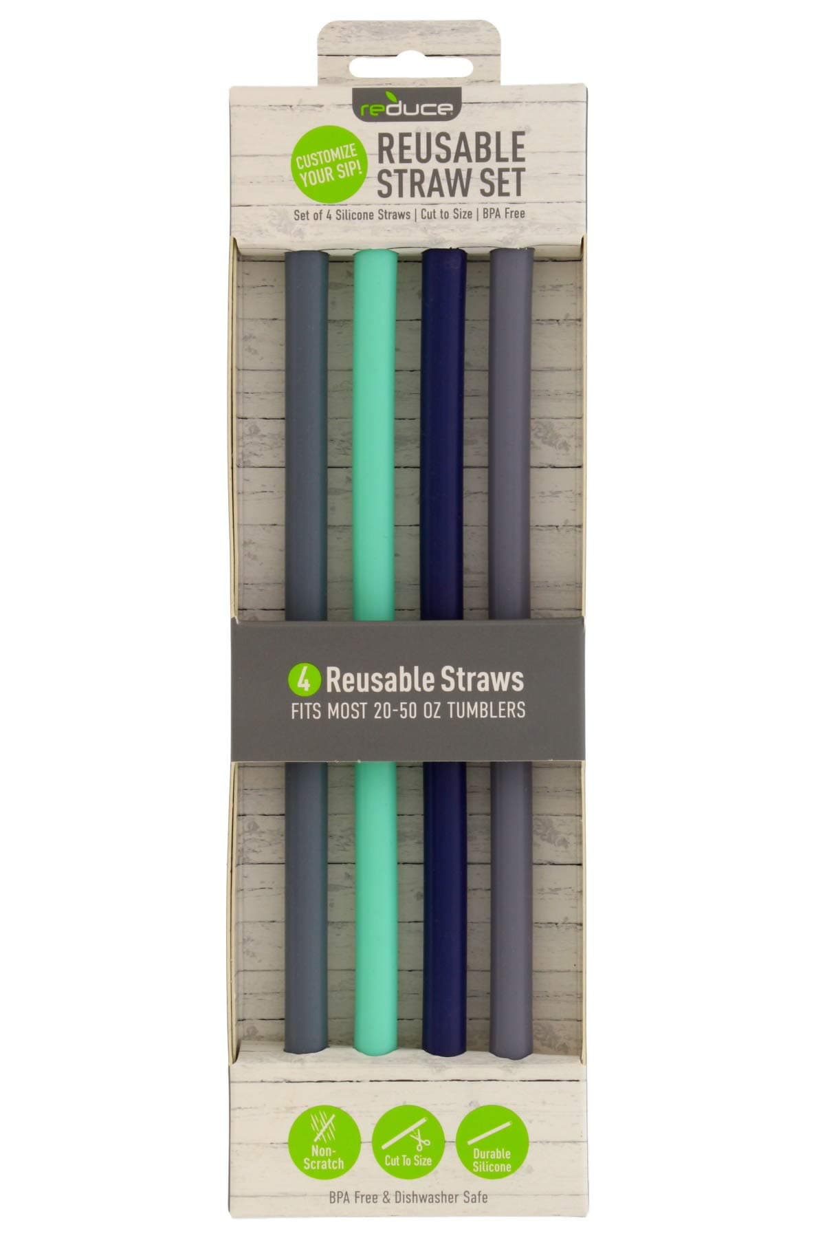 Flexible Silicone Straws, 4 Pack