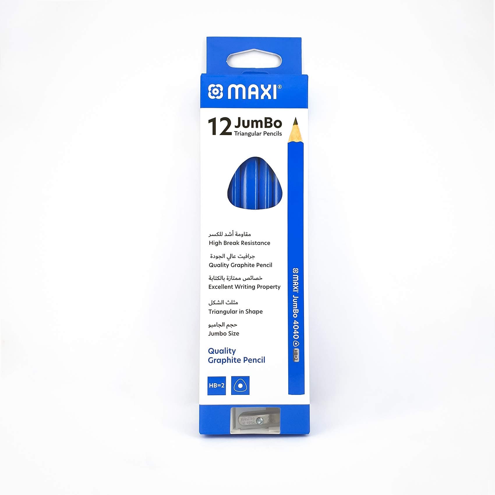 JUMBO TRI GRAPHITE PENCIL HB WITHOUT ERASER TIP BOX OF 12PC, black, TRIANGULAR, 4040HB
