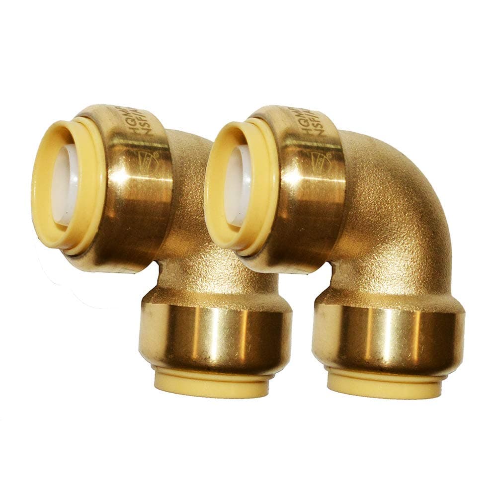 HQMPC PushFit Elbow 90-Degree -PEX Fitting 1/2" 90 Degree Elbow Push-to-Connect Plumbing Fitting for Copper, PEX, CPVC (2pcs 1/2")