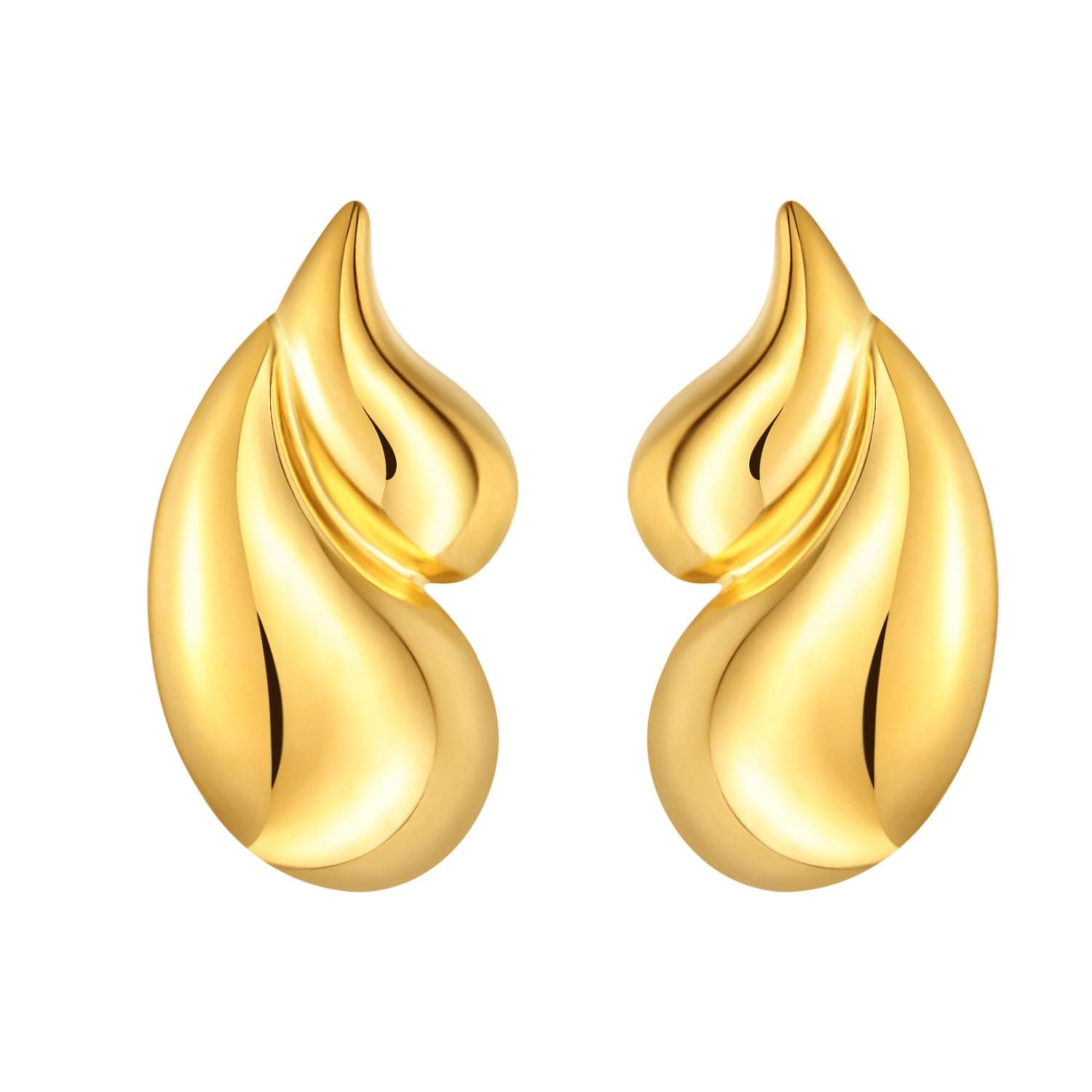 Geometric Rectangle Gold Plated Stud Earrings Irregular Hammered Chunky Statement Square Earrings for Women Trendy