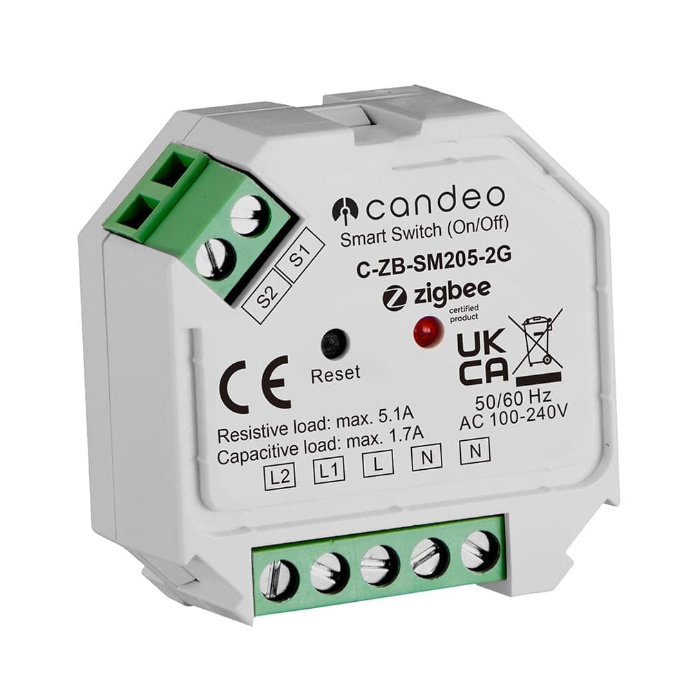 Candeo Zigbee 2-Gang Switch Module | Compatible with Home Assistant & SmartTh...
