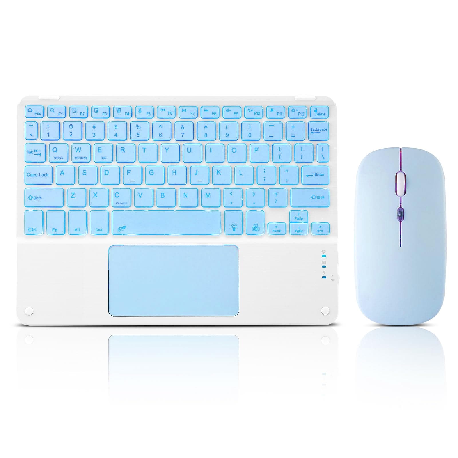 Ultra-Slim Bluetooth Keyboard with Built-in Touchpad and Mouse Portable Mini Wireless Keyboard Rechargeable 7-Color Backlit for Apple iPad iPhone Samsung Tablet iPhone Smartphone iOS Android Windows