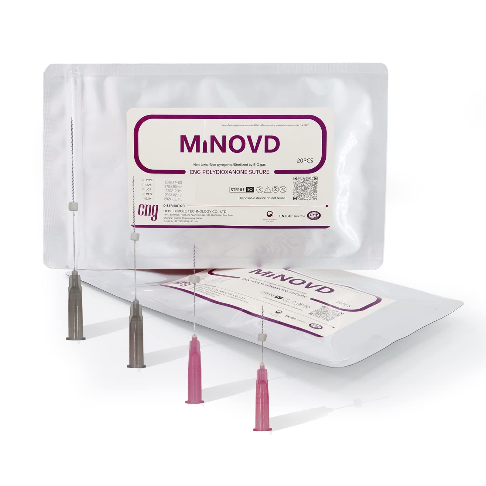 Minovd Pdo Threads for Face Lift, Pdo Screw Threads, 27G60mm 40Pcs, V-Lifting, Professional Anti-Aging