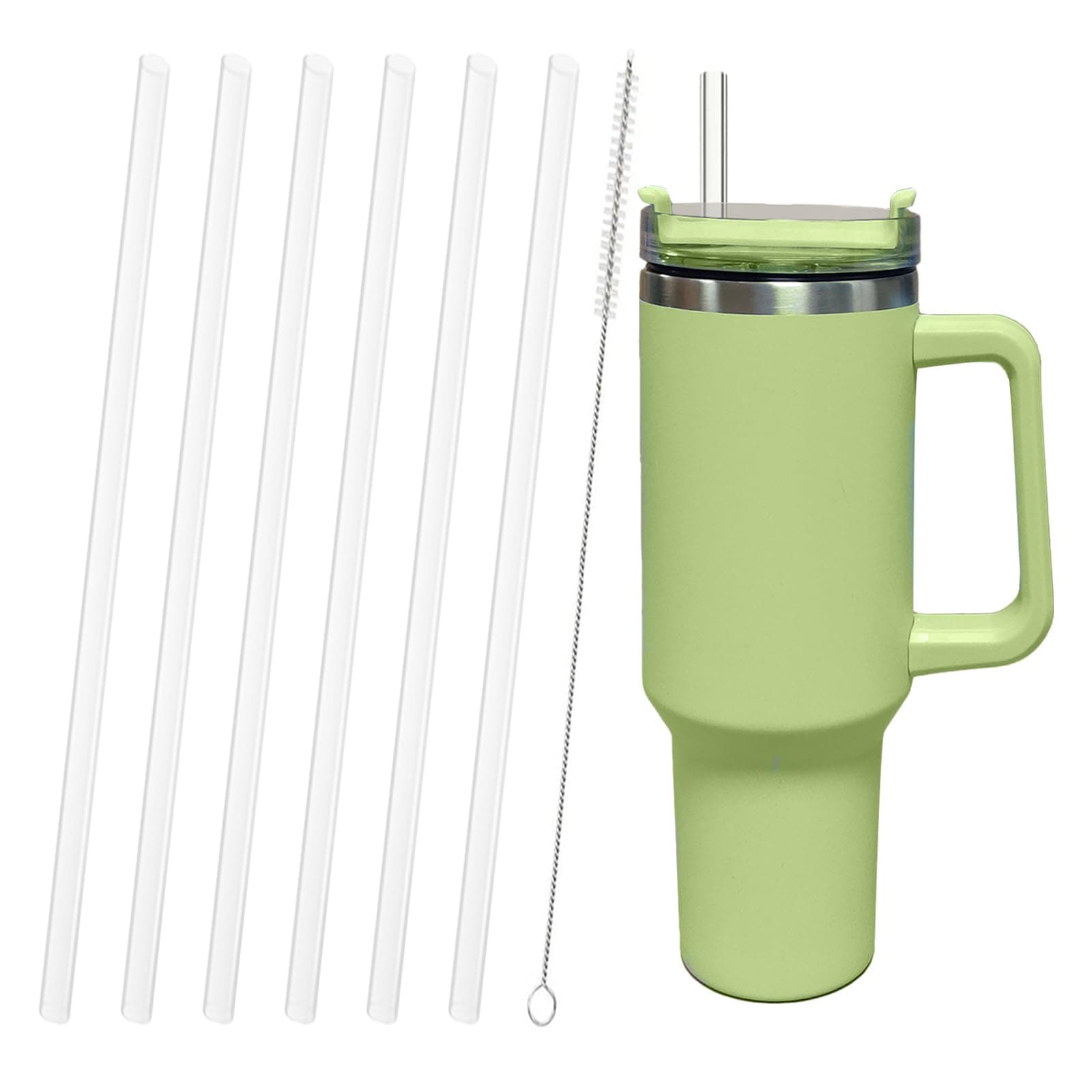 8Pcs Replacement Straw Compatible with Stanley 40 oz 30 oz Cup Tumbler, Reusable Straws for Stanley 40 oz and Simple Modern Trek Tumbler with Handle, Straws with Cleaning Brush for Stanley Accessories