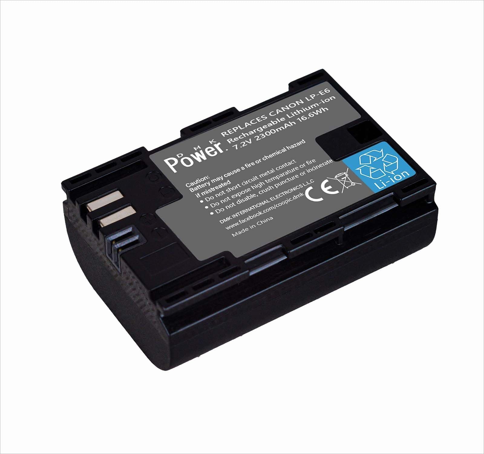 LP-E6 LP-E6N Battery 2300mAh Compatible with Canon EOS R 60D 70D 80D 5D II 5D III 5D IV 5Ds 6D 6D Mark II 7D 7D Mark II C700 XC10 XC15 Cameras