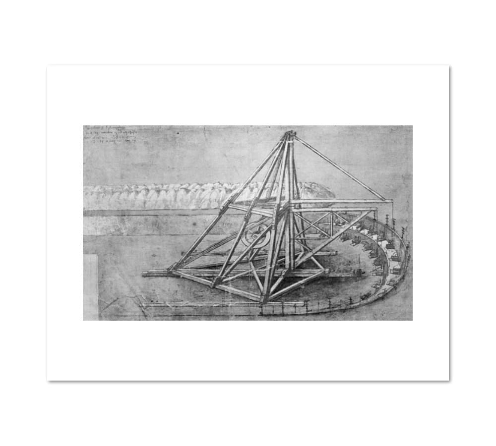 Excavating Machine, Facsimile of FOL.1v-b from Codex Atlanticus, 1478-1518 by Leonardo da Vinci. Art Print
