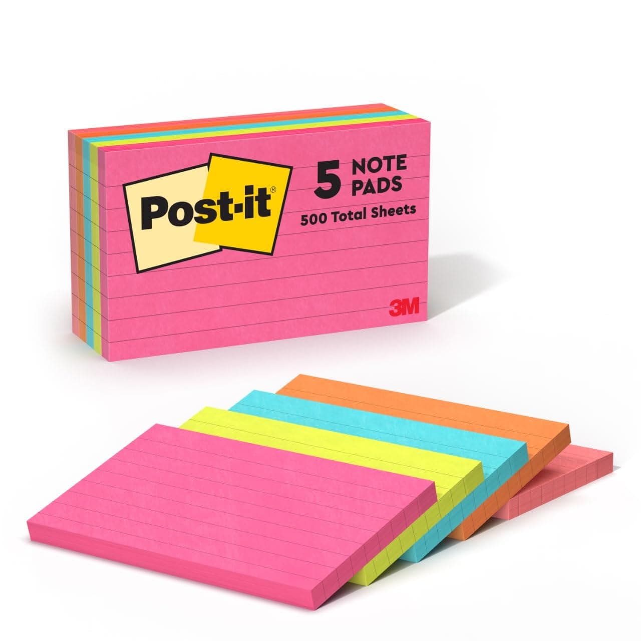 Notes, 3 in x 5 in,5 Sticky Notes Pads, 100 Sheets per Pad, Poptimistic Collection, School Supplies and Office Products, The Original Post-it Note