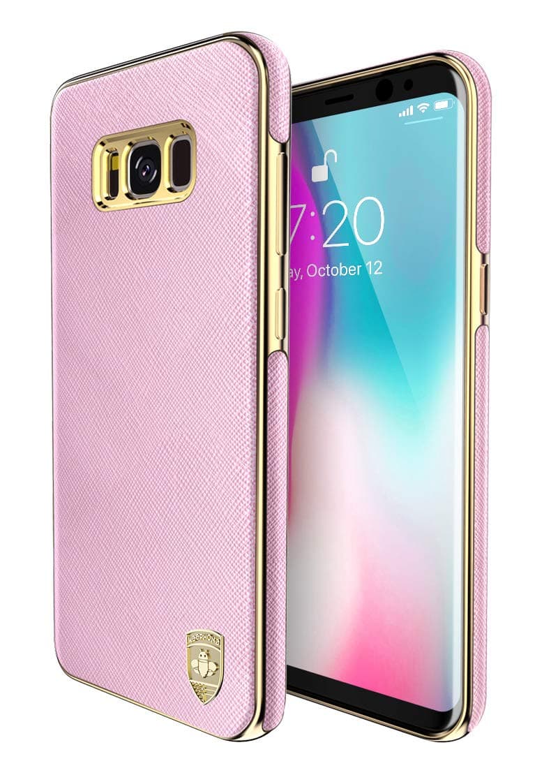 Samsung Galaxy S8 Plus Case, Luxury Leather Plating Coated Frame Slim Cover Cell Phone Case for Samsung S8 Plus (6.2 inch) - Pink