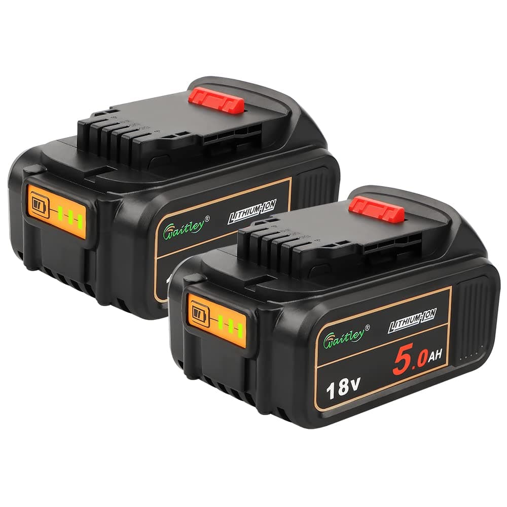 Waitley 2-Pack Power Elektro DCB184 18V 5.0Ah Replacement XJ Battery Compatible with DEWALT DCB200 DCB180 DCB181 DCB182 DCB201 DCB205 DCB200-2 Lithium Ion Battery 18 Volt MAX XR Tools