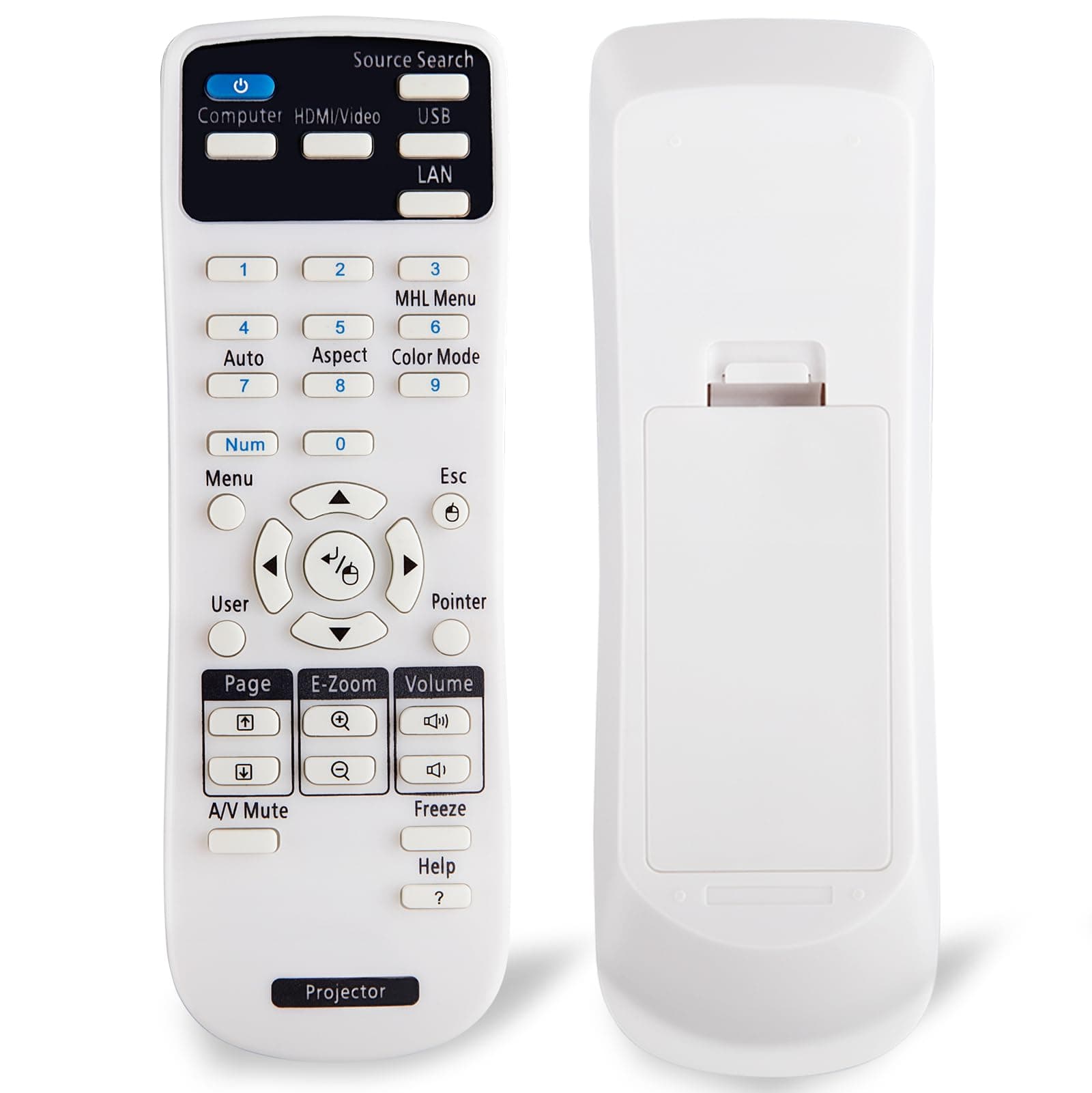 Projector Remote Control Only for Epson LCD Home Cinema, Powerlite, EB-,EX,VS, H, BrightLink, EMP- Series Projectors Remote Replacement