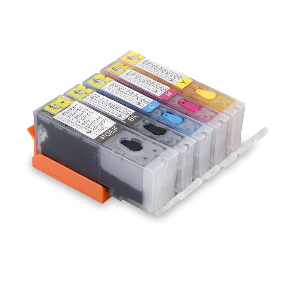 Aomya 5 Pack PGI-250 CLI-251 Refillable Ink Cartridge Full Ink with Auto Reset Chip Replacement for Canon Pixma IP8720 iX6820 MG7520 MG5500 MX922 MX92