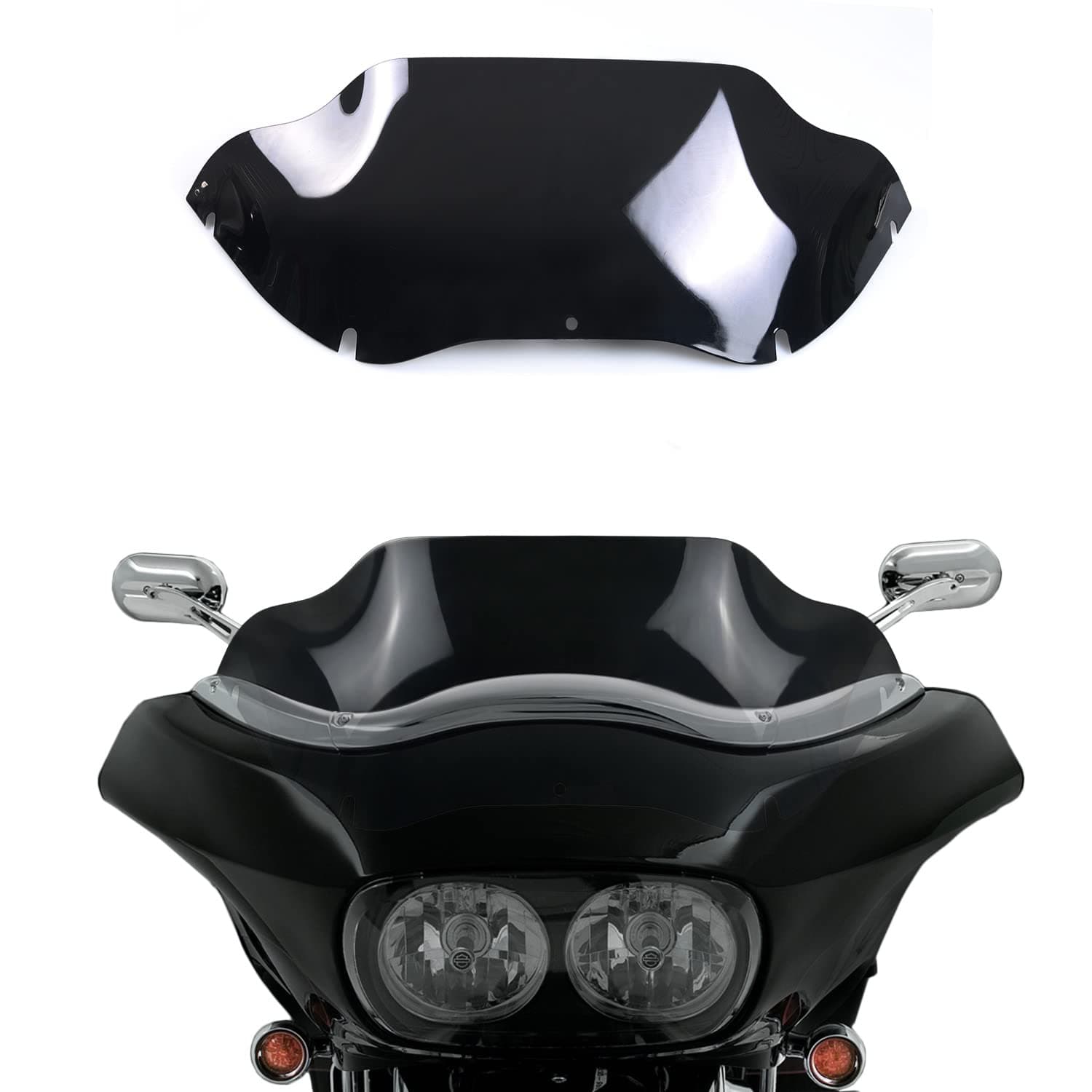 WYNMOTO9.5" Black Windshield Windscreen Wind Splitter Compatible for 98-13 Harley Davidson Touring Road Glide FLTR 1998-2013 (Tint)
