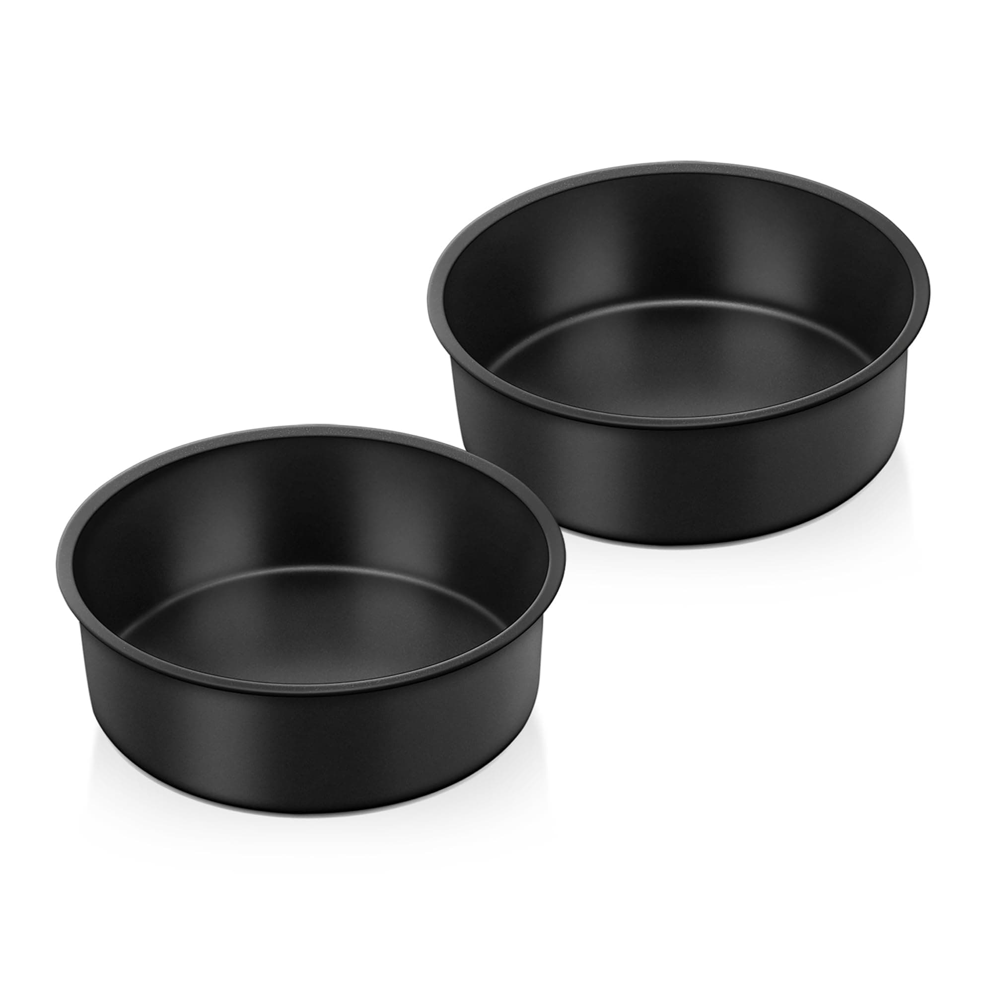 E-far 6x2 Inch Cake Pans Set, 2 Pieces Nonstick Round Cake Pans Tins for Baking Small Birthday Wedding Layer Smash Cakes, Stainless Steel Core & Nontoxic Coating, Straight Side(Black)