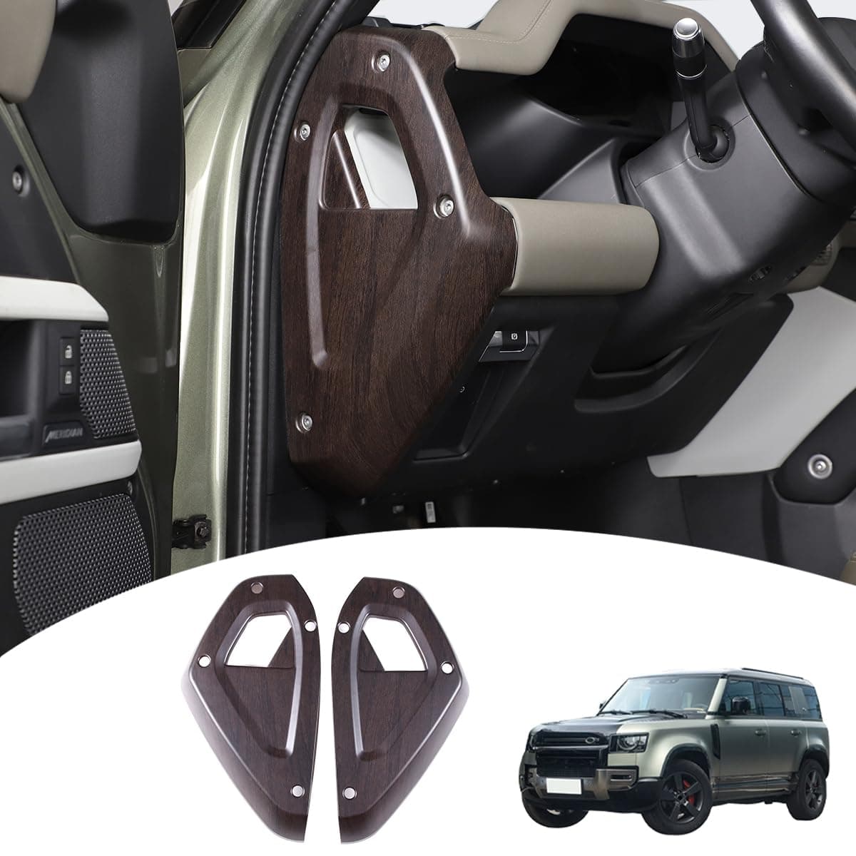 Car Central Control Both Sides Decorative Strips Sticker for Land Rover Defender 2020-2025 90 110 130 Interior Accessories (Oak Wood Grain)
