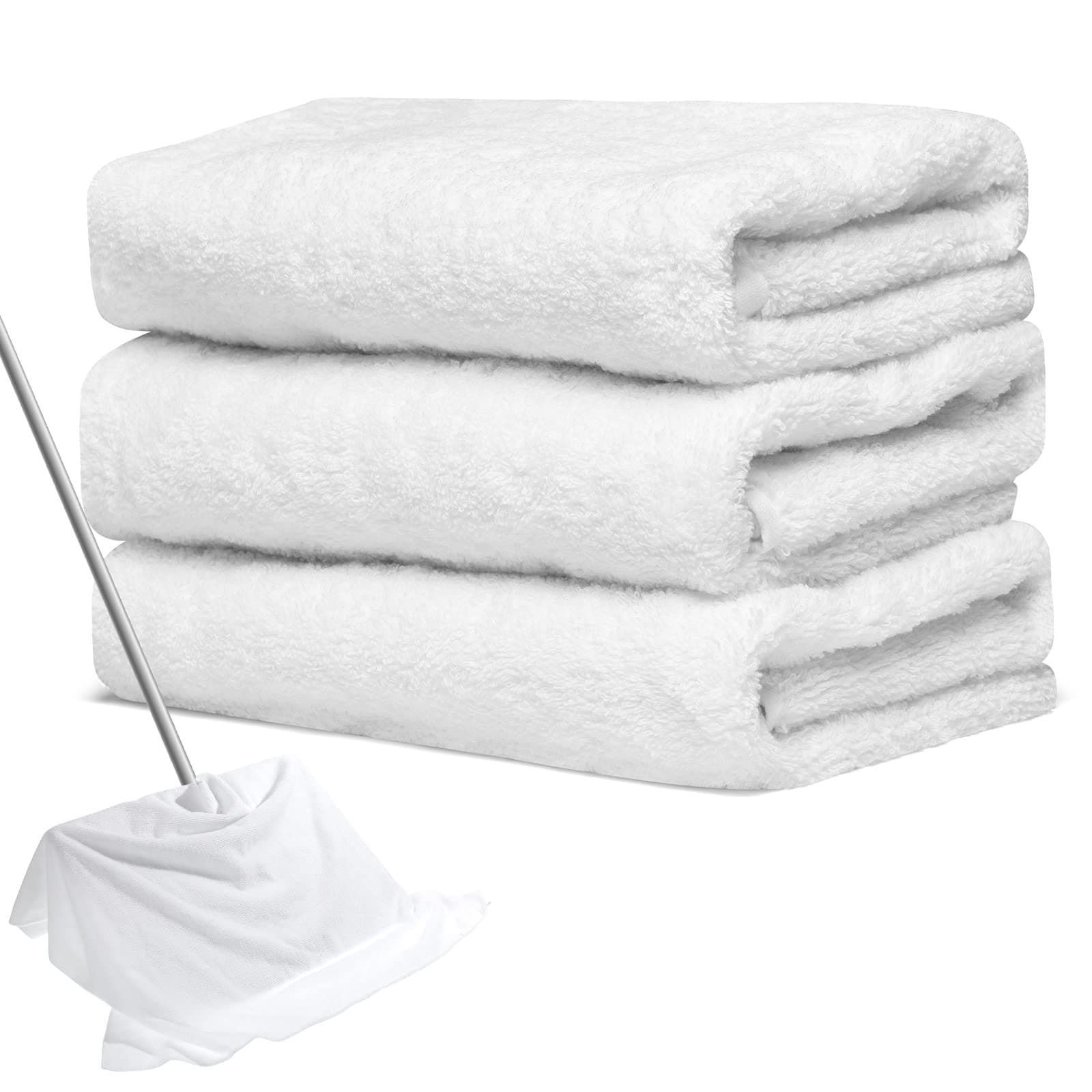 3 Pcs Extra Large Microfiber Cleaning Cloth 30" x 20" Washable Reusable Microfiber Towel Streak Free Lint Free Cloth for Cleaning Home Glass Office Window Bathrooms Kitchens Car, White
