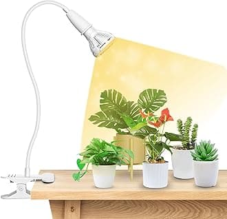 LED Grow Lights for Indoor Plants, 150W Full Spectrum Clip-on Gooseneck Grow Light with Ceramic Tech.,10W Power Plant Light with Optical Lens for High PPFD, Lifetime Free Bulbs Replacement White