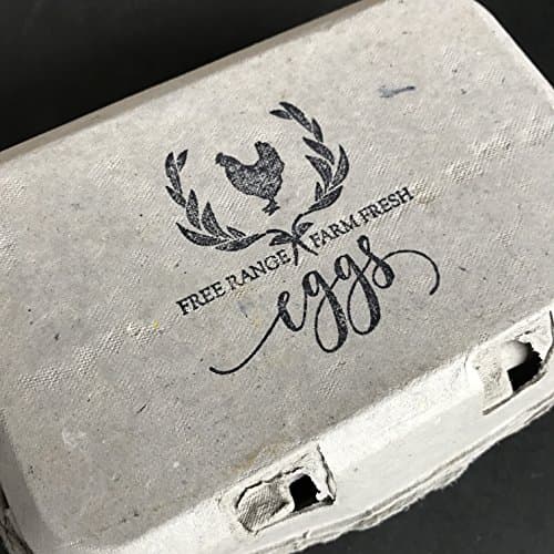 Free Range, Farm Fresh Eggs Wood Handle Rubber Stamp, Fresh Egg Stamp, Egg Carton Stamp, Fresh Eggs, 2" x 2"