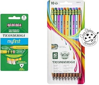 My First Short Triangular Wood-Cased Pencils Bundle With Striped Wood-Cased Pencils, 4 And 10 Count