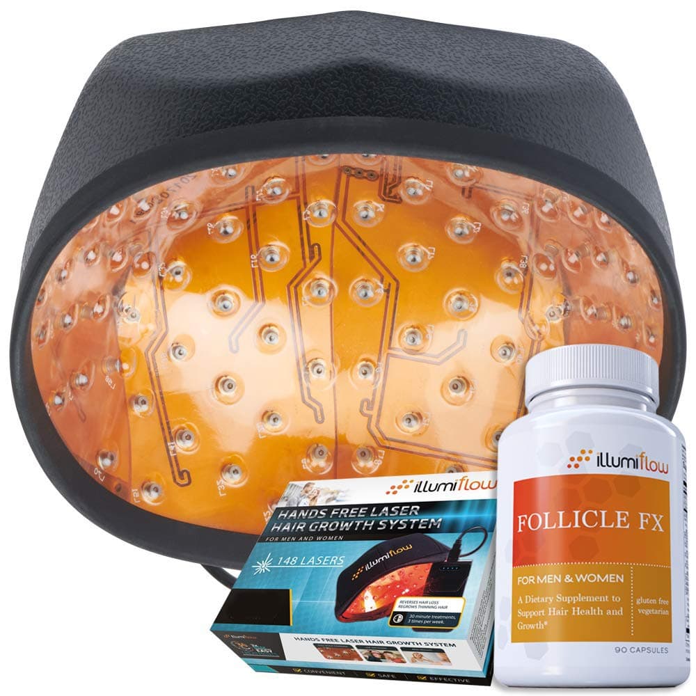 148 Bundle, Laser Cap, DHT Blocking Vitamins, and Hair Growth Guide to Stimulate and Grow Thicker Hair from Home.