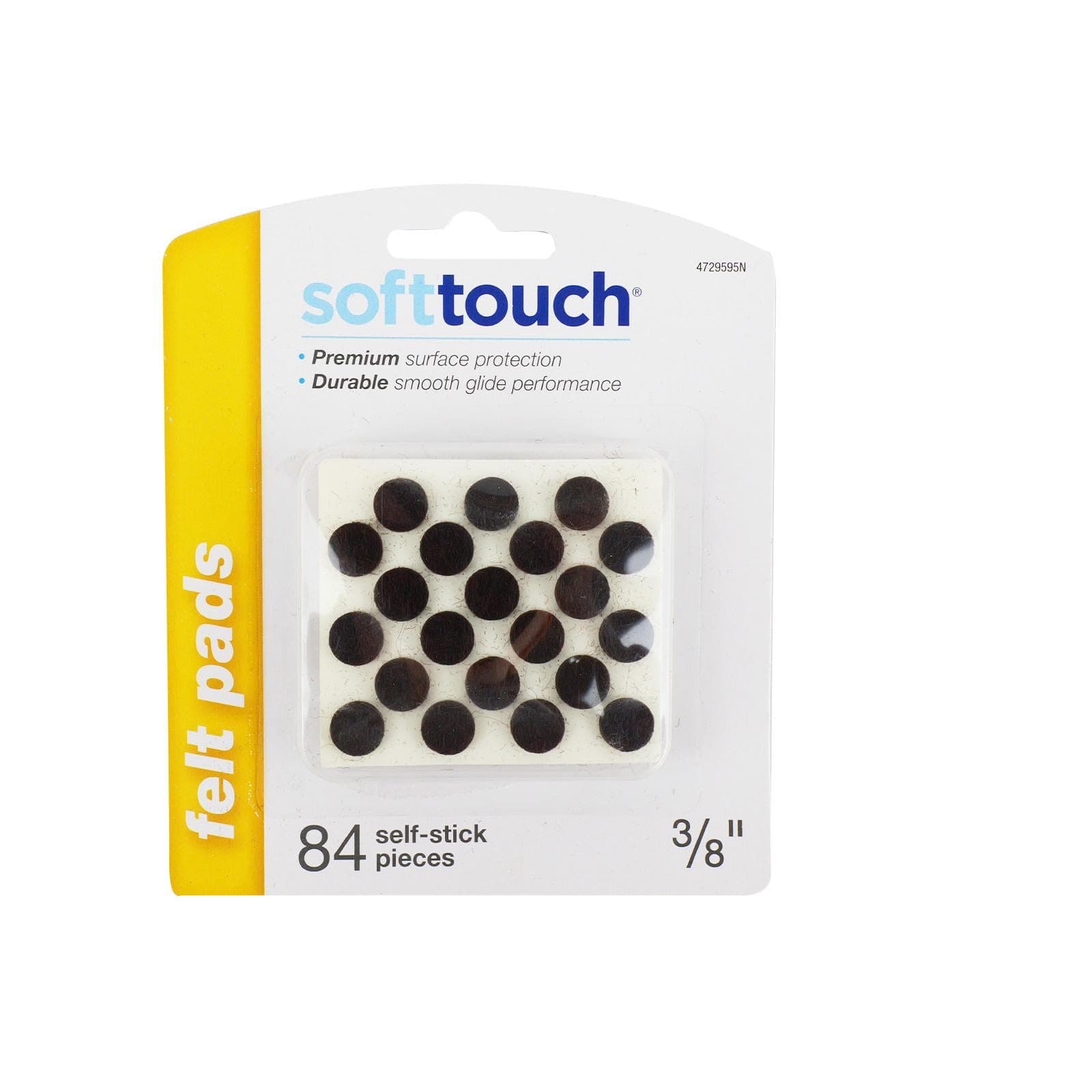 SoftTouch 3/8" Round Mini Self-Stick Furniture Slider Felt Pads for Hard Surfaces, Noise-Reducing Adhesive Furniture Moving Pads for Beds, Sofas, Dressers, 84-Count, Brown