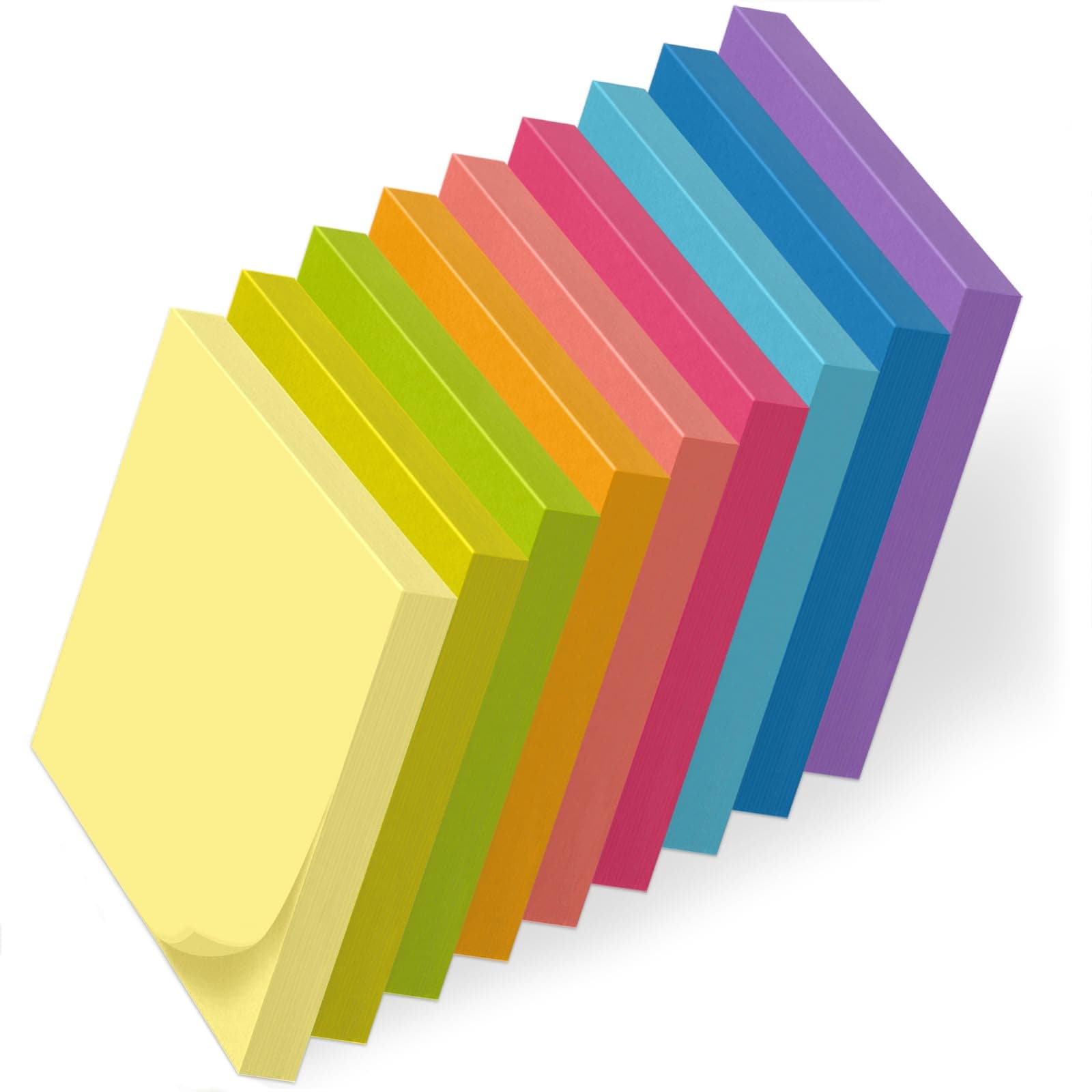 (9 Pack) Sticky Notes 3x3 Inches Colorful Sticky Notes，Super Sticking Power Bright Colors Self-Stick Pads，Easy to Post for School Supplies and Office Products，56 Sheets/Pad,504Sheets