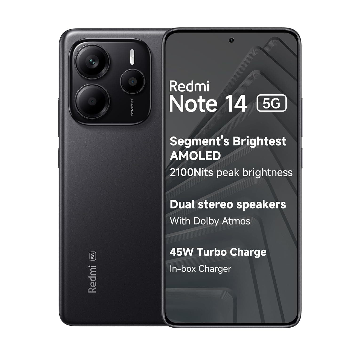 Redmi Note 14 5G + LTE (for Tmobile Mint Tello Global) (256GB + 8GB) 6.67" NFC 120Hz 108MP AI Triple Cam Unlocked Model 24094RAD4G Dual Sim (Midnight Black)