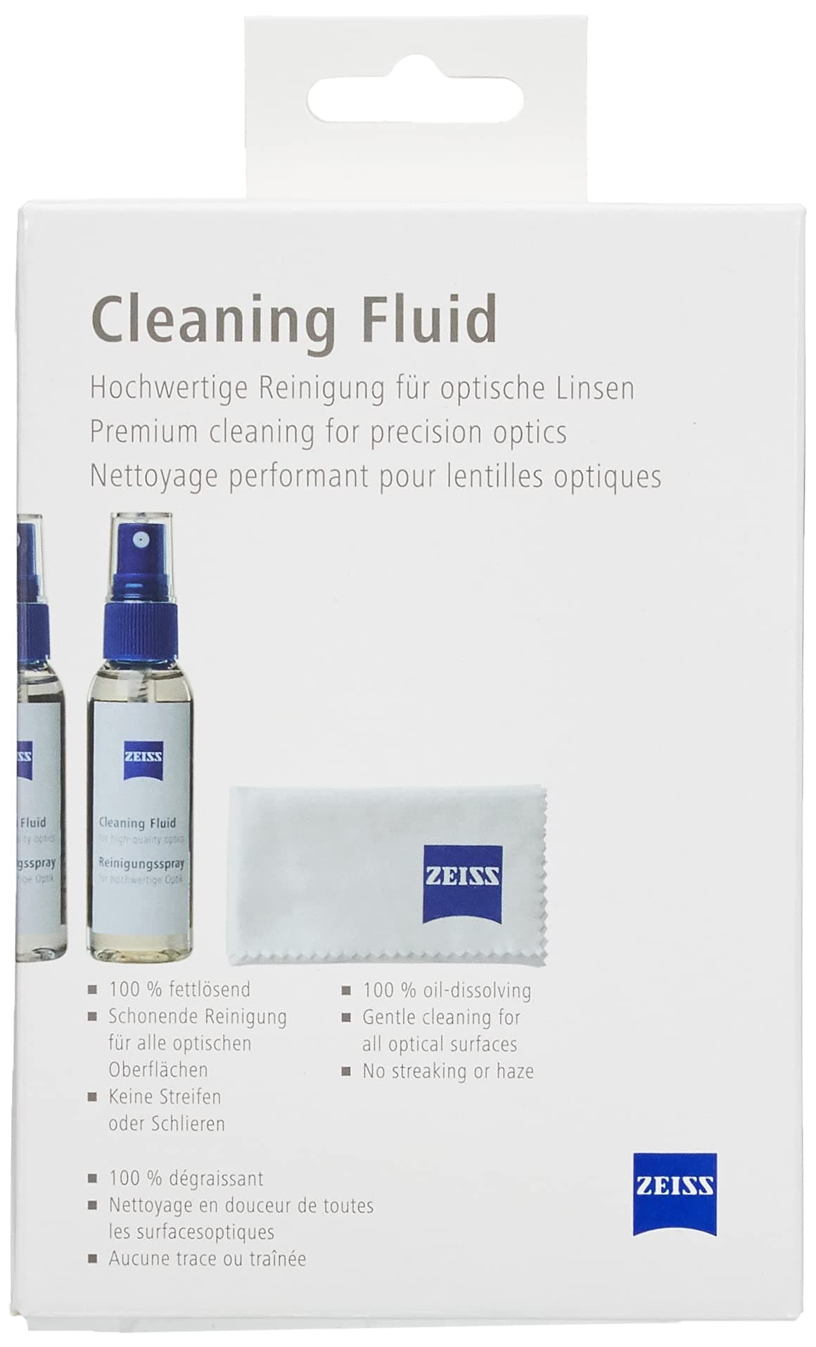 ZEISS Lens Cleaning Solution Kit 60ml with Microfiber Cloth- Pack of 2 | Perfect Lens Cleaner for Spectacles, Eyeglasses, Sunglasses, Camera Lenses and Binoculars
