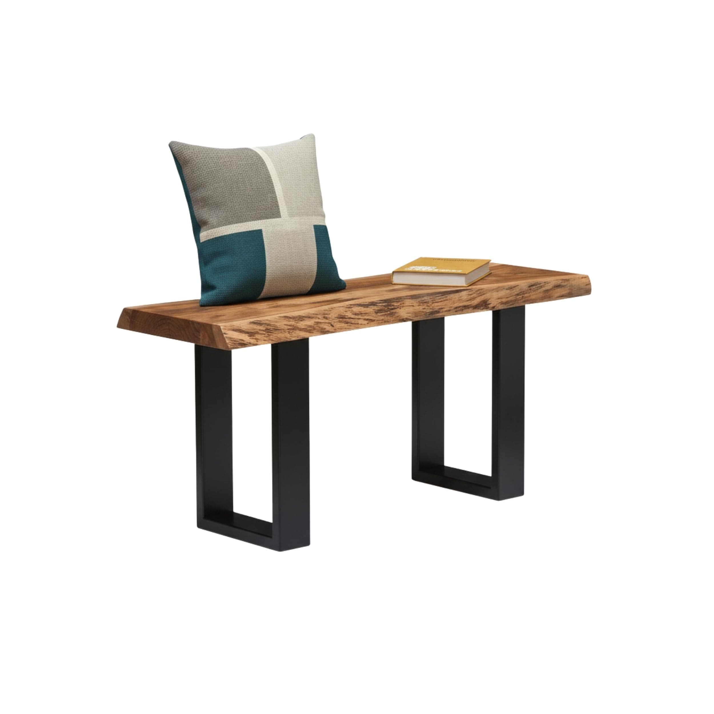 Alpine 36-Inch Live Edge Solid Acacia Wood Bench with Black Metal Legs and Floor Protectors – Unique and Durable Accent Piece for Entryways, Hallways, or Living Spaces by Alaterre Furniture