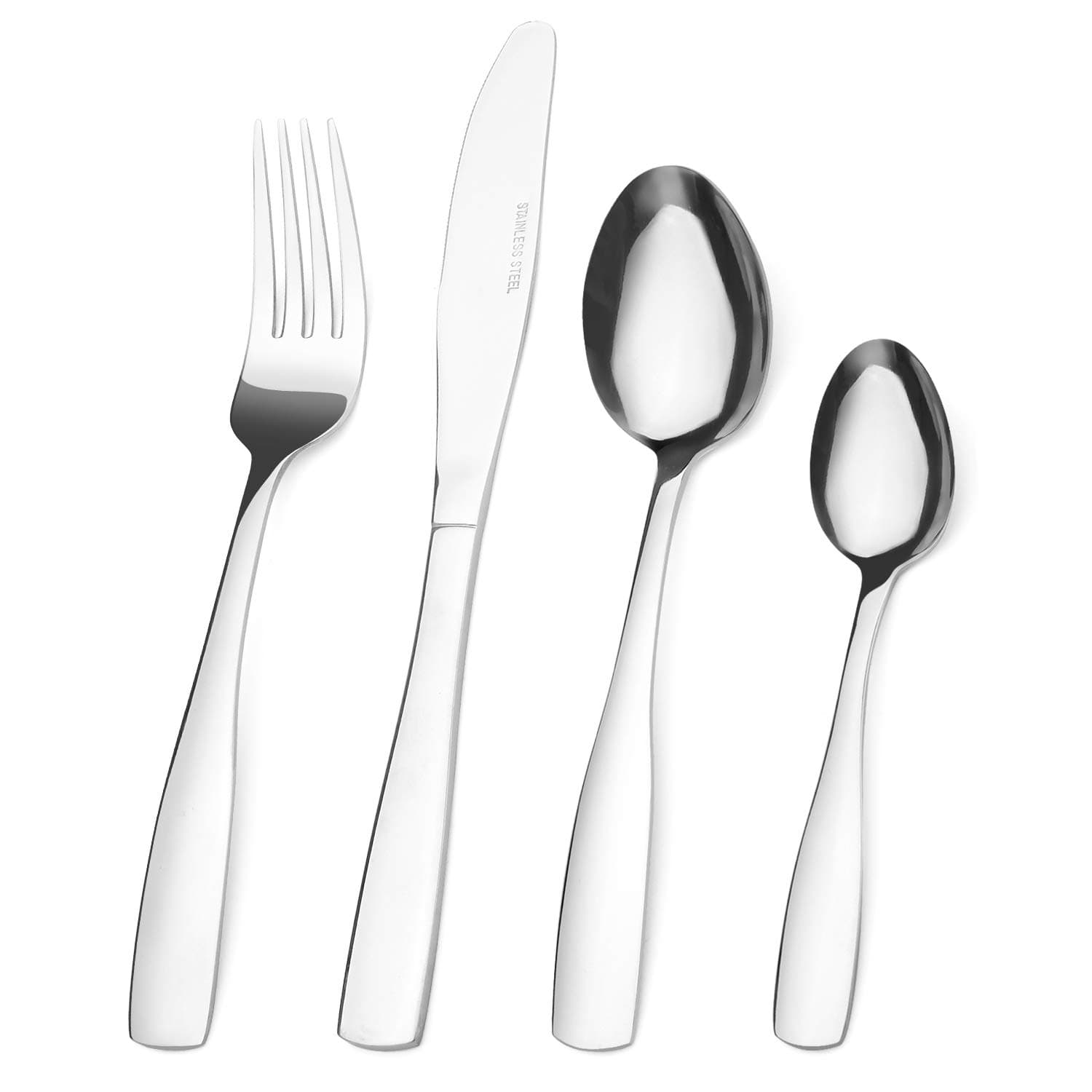 Silver Cutlery Set, Bettlife Tableware Set Stainless Steel Flatware Silverware Set with Knife and Fork Set, Service for 8, Dishwasher Safe, Easy Clean & Hold (Mirror Silver, 32 P)