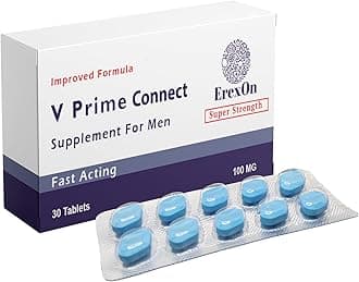 V Prime Connect - 30 Blue Pills for Men | Men's Vitality Support | 100mg Herbal Supplements for High Performance & Strong Enhancement | Ginseng Maca