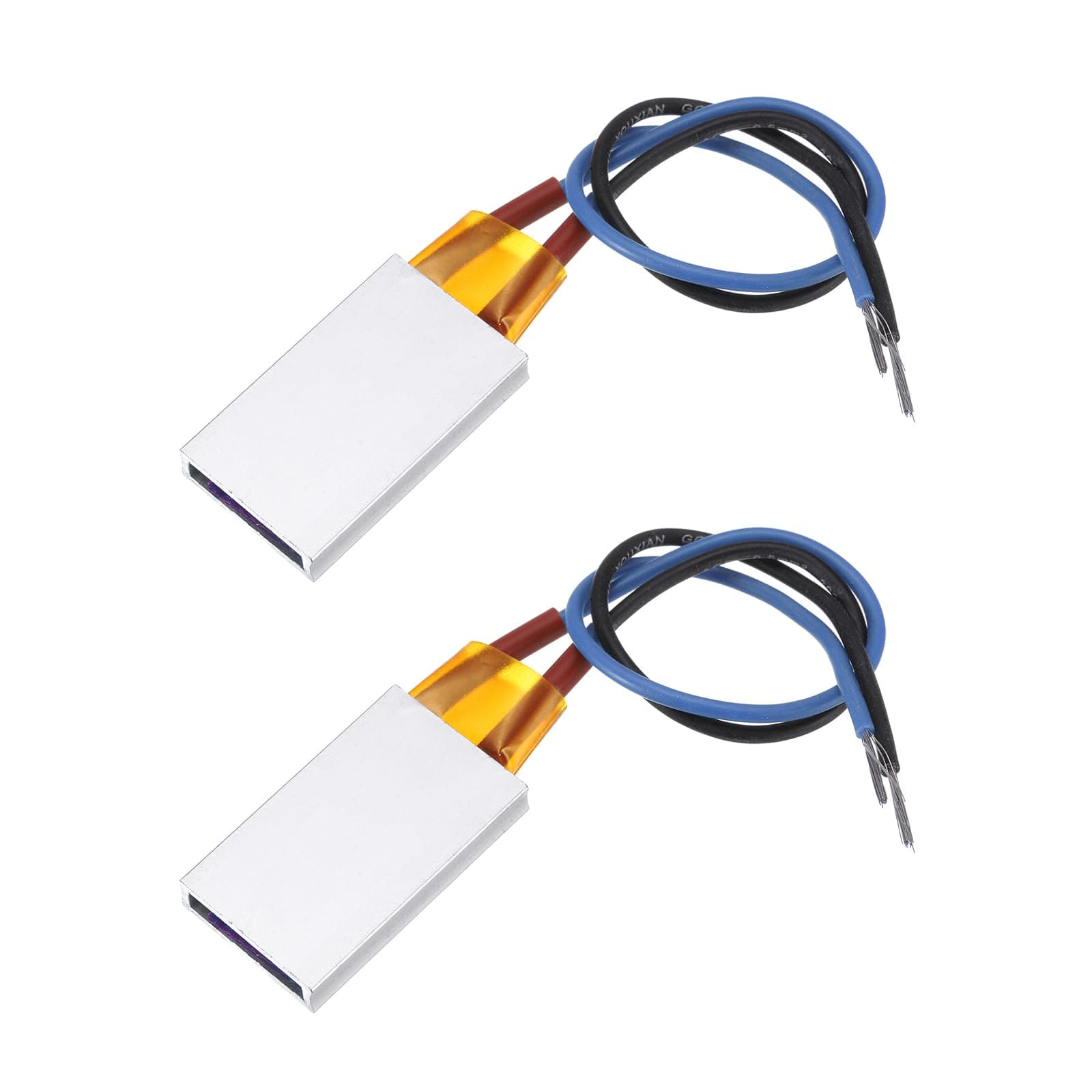 sourcing map 2 Pcs PTC Heating Element, AC DC 110V PTC Heating Plate Aluminum Shell Ceramics Polyimide Film Plate Heater 8W-100W 160C Insulated Constant Temperature Ceramic Thermostatic
