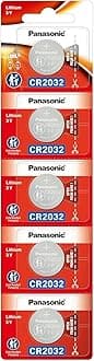 Panasonic CR2032 Lithium 3 V Batteries - 5 Pieces