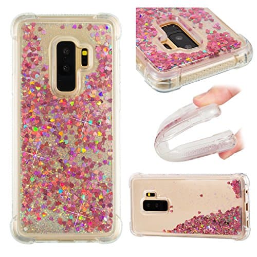 Galaxy S9 Plus(6.2'') Glitter Case,[KAIFX]Liquid Bling Sparkle Shiny Moving Quicksand - Slim Clear TPU Bumper Protective Shockproof Cover for Samsung S9 Plus (Rose gold)