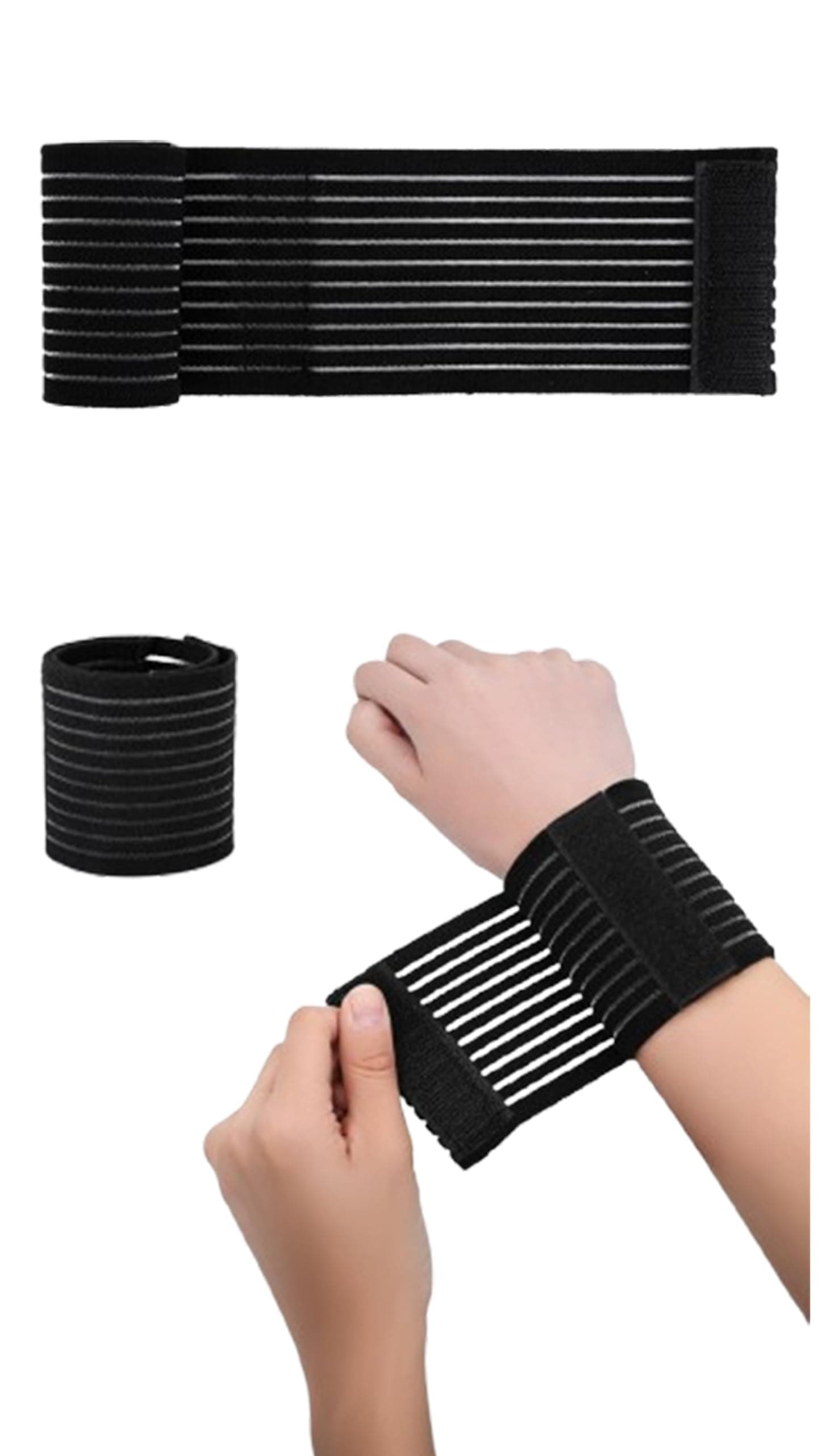 Sweet seven Adjustable Wrist and Ankle Support Straps - 4 Pack Elastic Bandages for Tennis, Gym, and Sports - Breathable Compression Brace with Velcro - Stay Protected and Comfortable