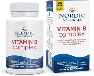 Nordic Naturals Vitamin B Complex - 45 Capsules Thiamine, Riboflavin, Niacin, B6 & B12, Folate, Biotin, Pantothenic Acid Heart Brain Health, Energy, Metabolism Non-GMO Servings