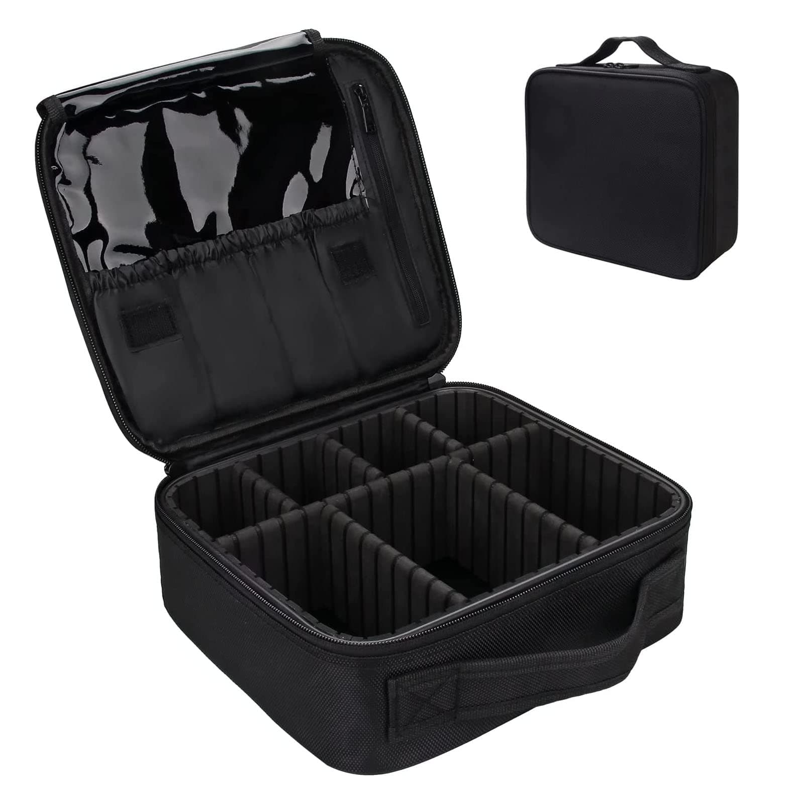 Arabest Travel Makeup Case, Portable Organizer Makeup Train Case Makeup Bag, Cosmetic Case with Adjustable Dividers, Professional Tools Accessories Case for Cosmetics Makeup Brushes Women (Black)